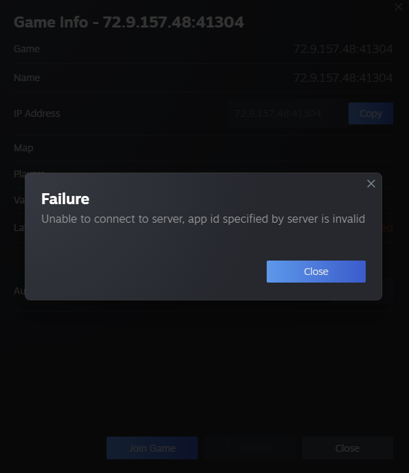 unable to connect to server app id specified by server is invalid