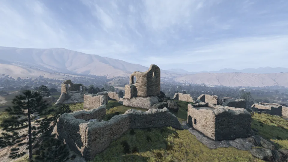 Hilltop stone ruins overlooking Nasdara Province in DayZ Badlands