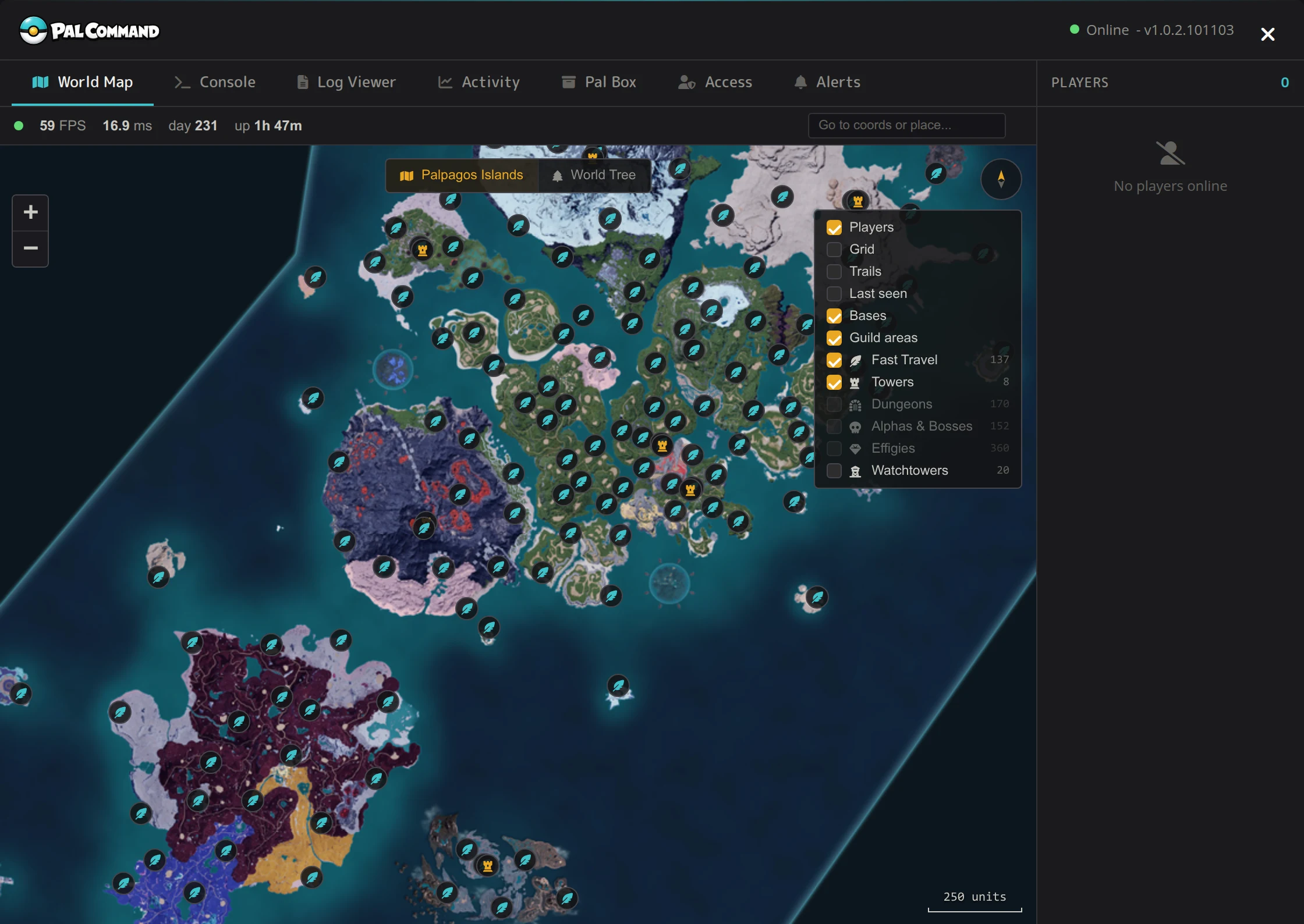 Pal Command live Palpagos world map preview