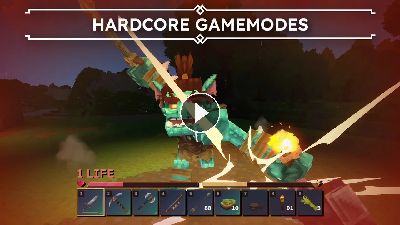 Hytale world creation screen with the hardcore difficulty settings.
