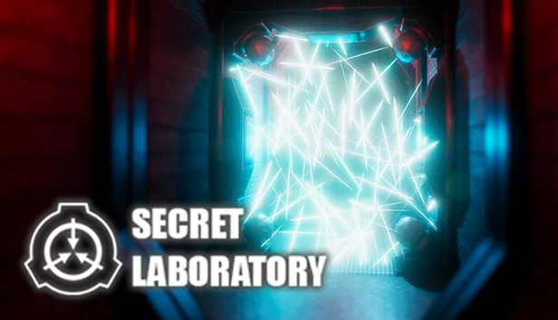 SCP Secret Laboratory key art showing a containment chamber lit by a blue energy anomaly.