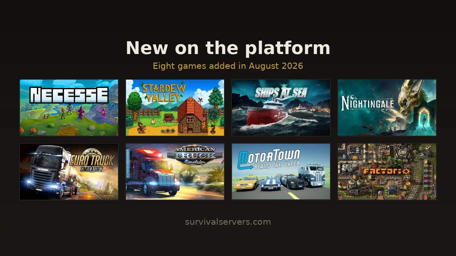New on the Platform: Eight Games Added in August
