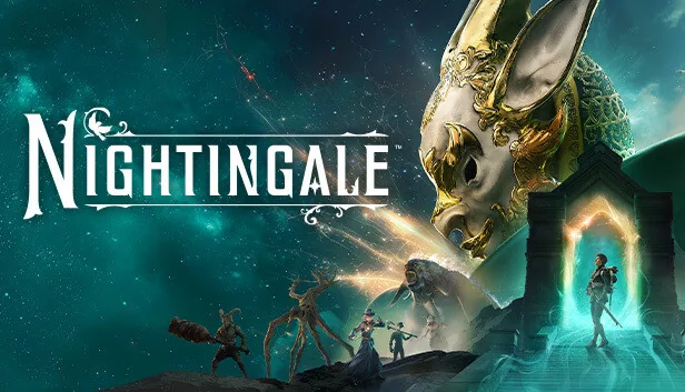 Nightingale key art with a gilded portal frame and Realmwalkers stepping through into a Fae Realm.