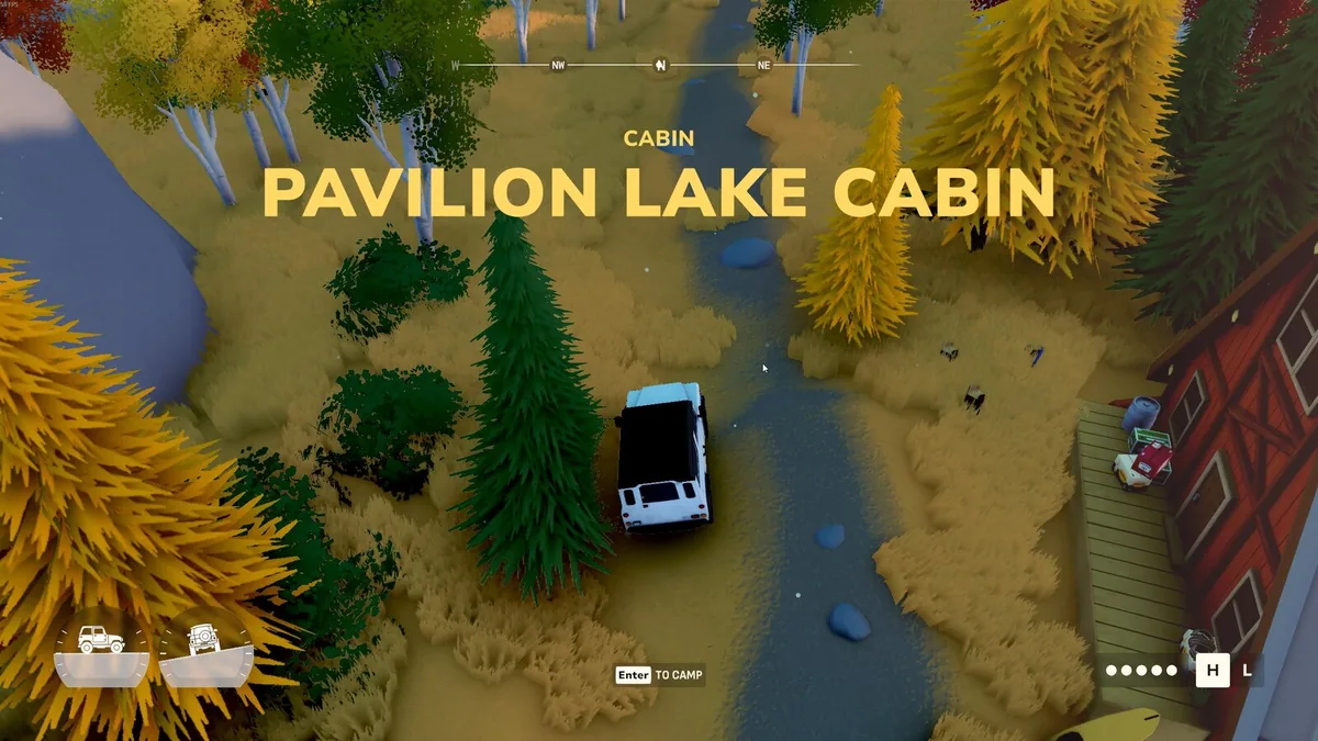 An Over the Hill 4x4 at Pavilion Lake Cabin with the prompt to camp