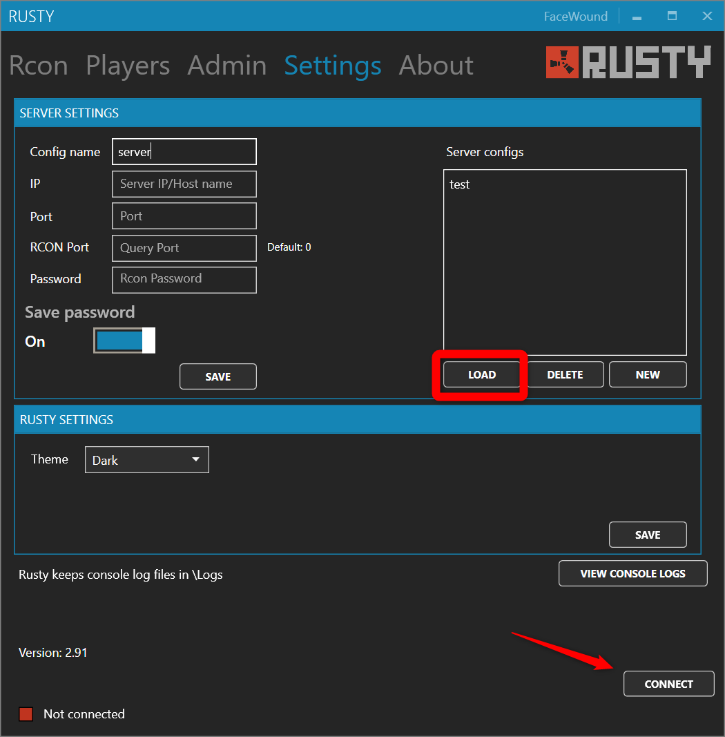 Rcon password rust